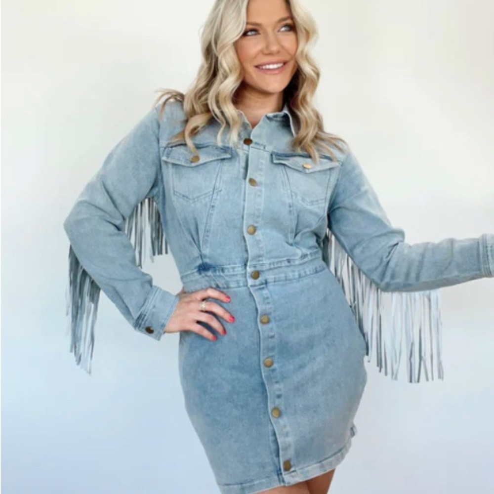 Denim Fringe Dress